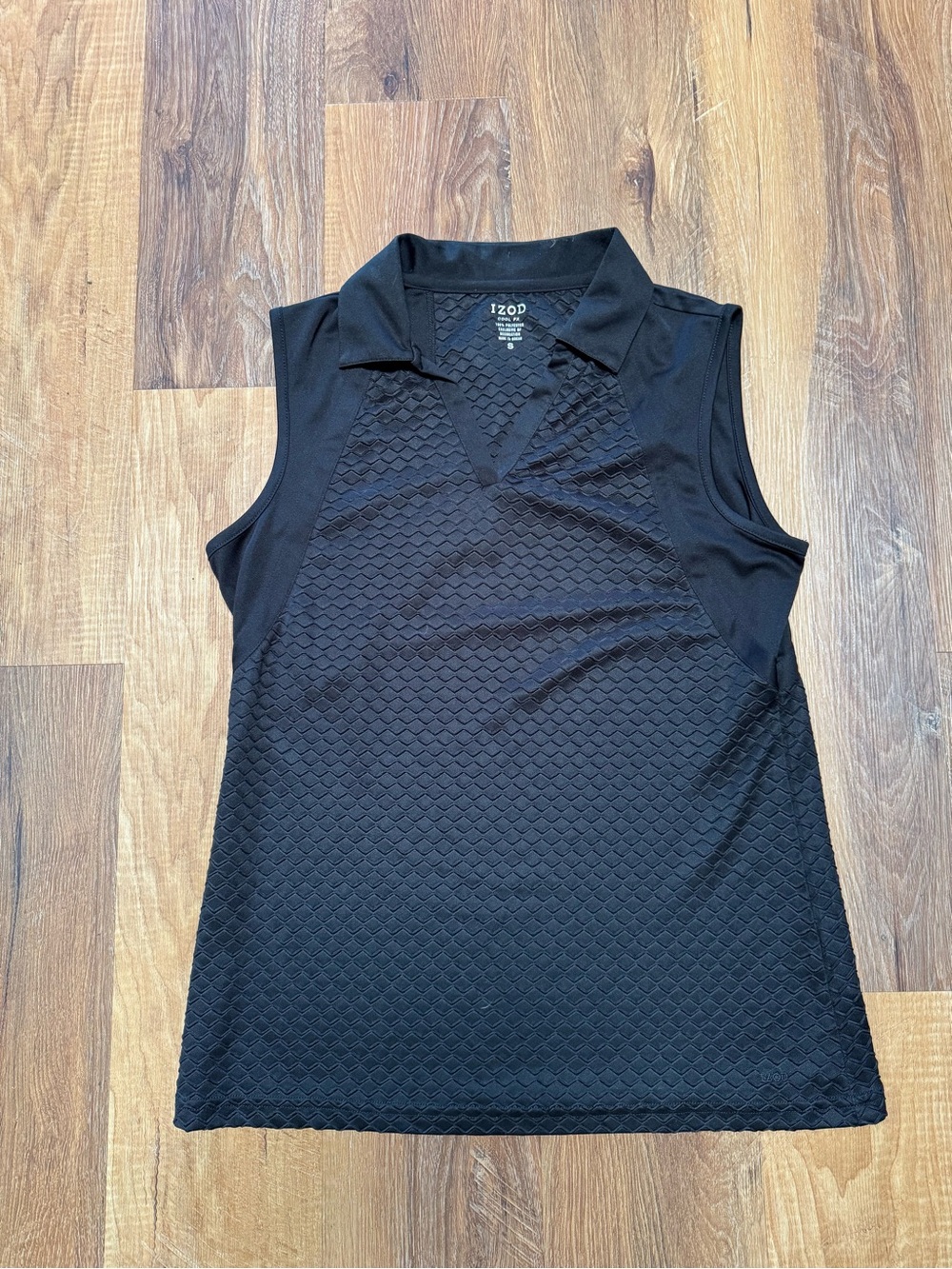 Izod Black Sleeveless Polo Camisole with Textured Front